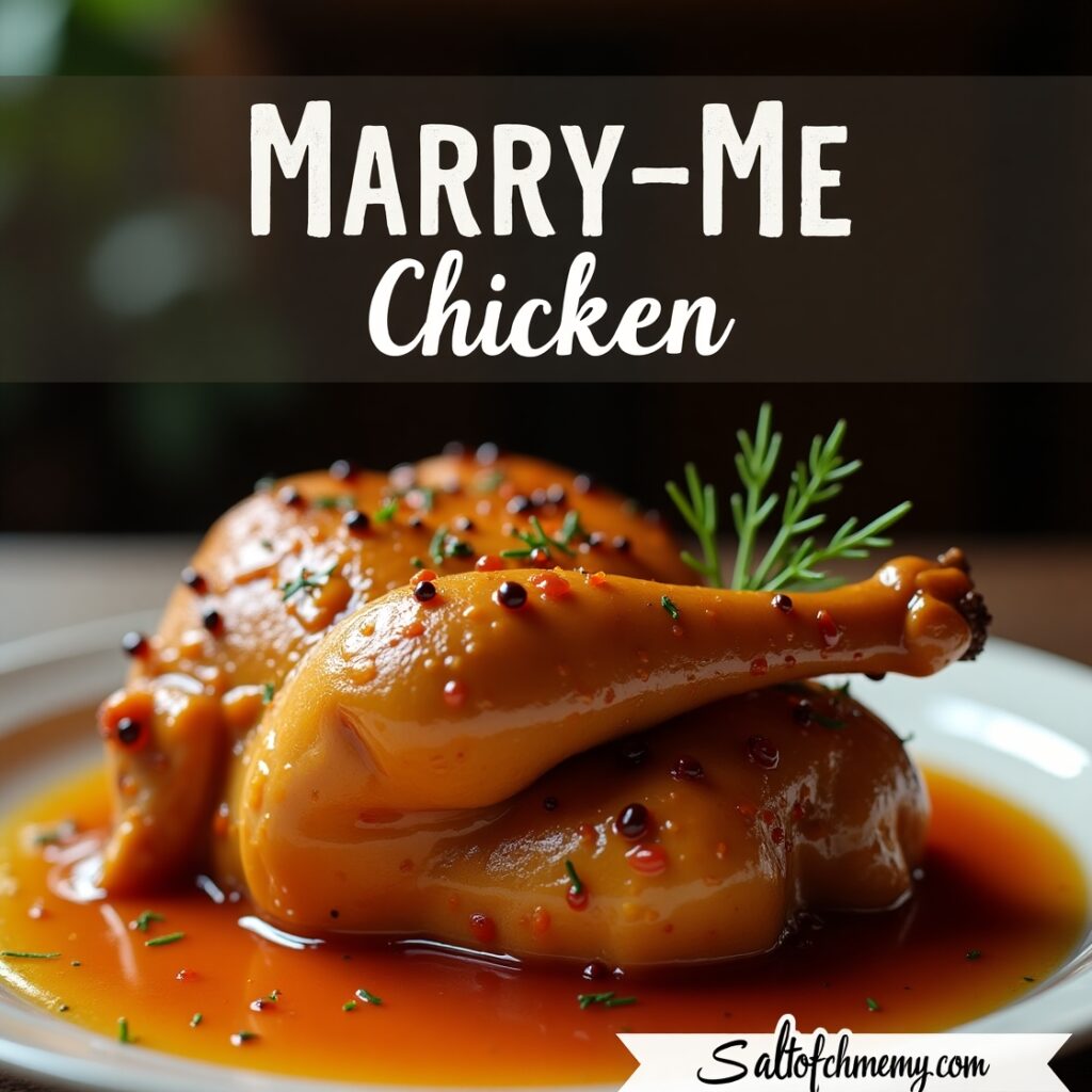 Plated Marry-Me Chicken with rich creamy sauce, garnished with fresh herbs and pepper flakes