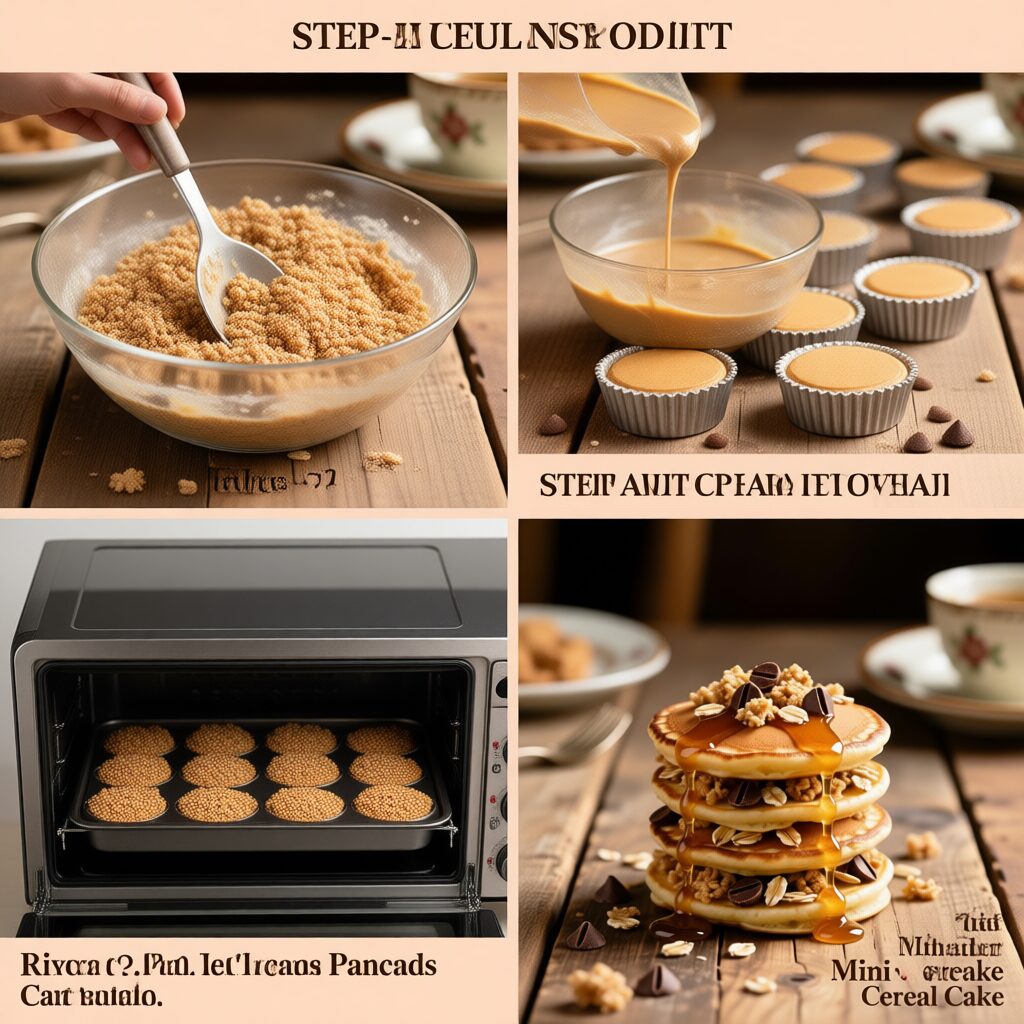 HOw to makes Rich and Tender Mini Pancake Cereal Cake